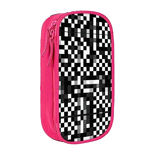 Oxford Cloth Pencil Case - Durable and Stylish Pen Case for School and Office Supplies Black White Formula Checkered Pattern, rose, Einheitsgröße, Brustbeutel von OdDdot