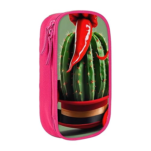 Oxford Cloth Pencil Case - Durable and Stylish Pen Case for School and Office Supplies Cactus Hat and Chili Pepper, rose, Einheitsgröße, Brustbeutel von OdDdot