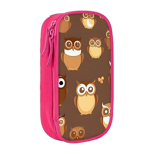 Oxford Cloth Pencil Case - Durable and Stylish Pen Case for School and Office Supplies Cute Brown Cartoon Owl, rose, Einheitsgröße, Brustbeutel von OdDdot