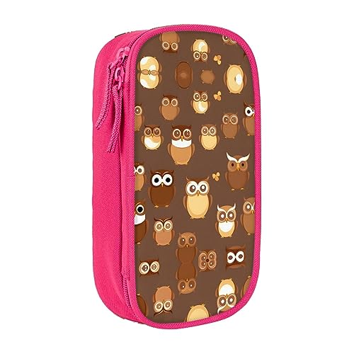 Oxford Cloth Pencil Case - Durable and Stylish Pen Case for School and Office Supplies Cute Brown Cartoon Owl, rose, Einheitsgröße, Brustbeutel von OdDdot