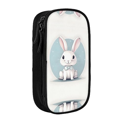 Oxford Cloth Pencil Case - Durable and Stylish Pen Case for School and Office Supplies Cute White Rabbit Print, Schwarz , Einheitsgröße, Brustbeutel von OdDdot