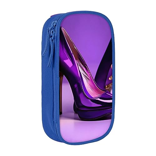 Oxford Cloth Pencil Case - Durable and Stylish Pen Case for School and Office Supplies Elegant Purple High Heels with Lipstick, blau, Einheitsgröße, Brustbeutel von OdDdot