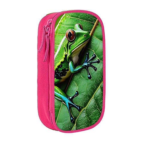 Oxford Cloth Pencil Case - Durable and Stylish Pen Case for School and Office Supplies Frog Leaves, rose, Einheitsgröße, Brustbeutel von OdDdot