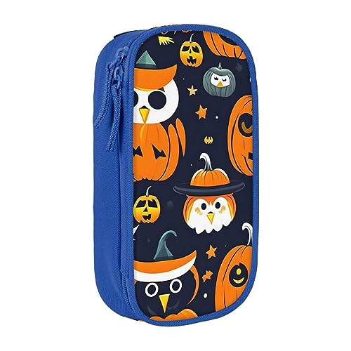 Oxford Cloth Pencil Case - Durable and Stylish Pen Case for School and Office Supplies Halloween Owl Ghost Pumpkin, blau, Einheitsgröße, Brustbeutel von OdDdot