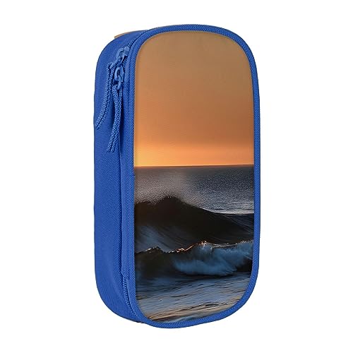 Oxford Cloth Pencil Case - Durable and Stylish Pen Case for School and Office Supplies Last Sun Rays of Over The Sea Waves, blau, Einheitsgröße, Brustbeutel von OdDdot