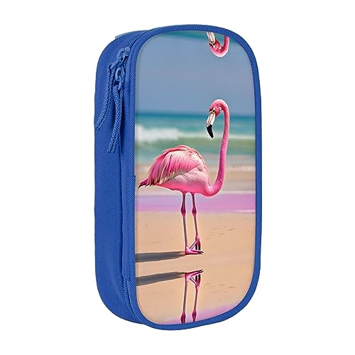 Oxford Cloth Pencil Case - Durable and Stylish Pen Case for School and Office Supplies One Pink Flamingo on Beach, blau, Einheitsgröße, Brustbeutel von OdDdot