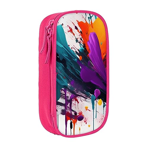 Oxford Cloth Pencil Case - Durable and Stylish Pen Case for School and Office Supplies Paint Splatter, rose, Einheitsgröße, Brustbeutel von OdDdot