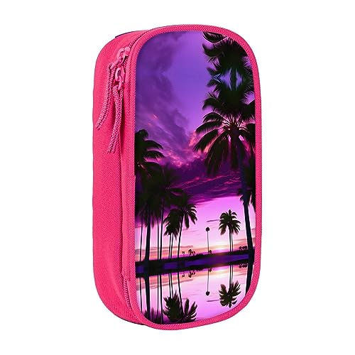 Oxford Cloth Pencil Case - Durable and Stylish Pen Case for School and Office Supplies Palm Tree Purple Sunset, rose, Einheitsgröße, Brustbeutel von OdDdot