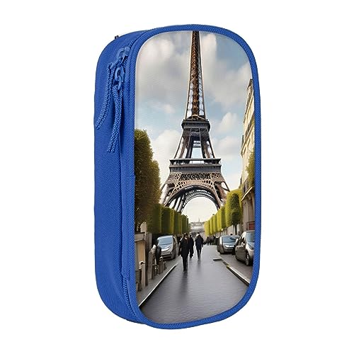 Oxford Cloth Pencil Case - Durable and Stylish Pen Case for School and Office Supplies Paris Street Scene Eiffelturm, blau, Einheitsgröße, Brustbeutel von OdDdot