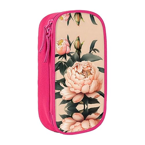 Oxford Cloth Pencil Case - Durable and Stylish Pen Case for School and Office Supplies Peach Peony Print, rose, Einheitsgröße, Brustbeutel von OdDdot