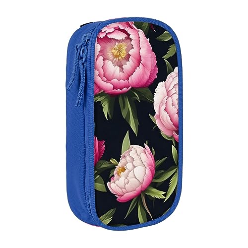 Oxford Cloth Pencil Case - Durable and Stylish Pen Case for School and Office Supplies Peony Flowers Blossom Print, blau, Einheitsgröße, Brustbeutel von OdDdot