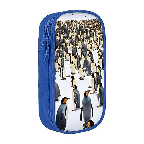 Oxford Cloth Pencil Case - Durable and Stylish Pen Case for School and Office Supplies Pinguine in the Snow, blau, Einheitsgröße, Brustbeutel von OdDdot