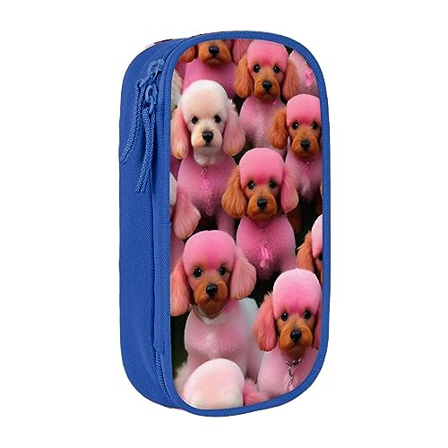 Oxford Cloth Pencil Case - Durable and Stylish Pen Case for School and Office Supplies Pink Pudel Dogs, blau, Einheitsgröße, Brustbeutel von OdDdot