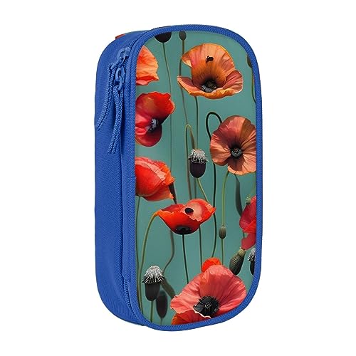 Oxford Cloth Pencil Case - Durable and Stylish Pen Case for School and Office Supplies Poppy Flowers Print, blau, Einheitsgröße, Brustbeutel von OdDdot