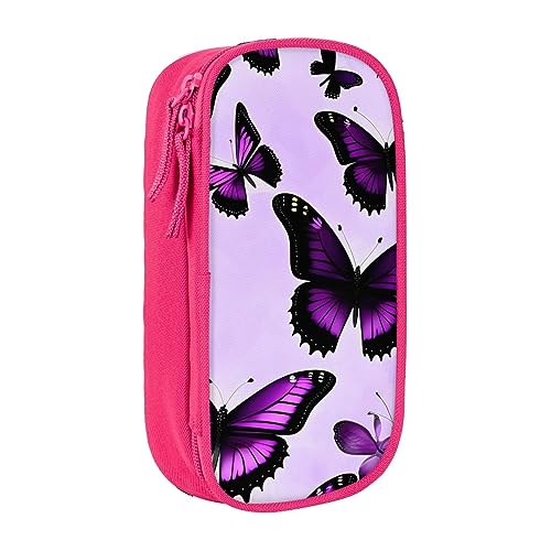 Oxford Cloth Pencil Case - Durable and Stylish Pen Case for School and Office Supplies Purple Butterflies, rose, Einheitsgröße, Brustbeutel von OdDdot