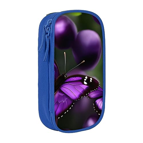 Oxford Cloth Pencil Case - Durable and Stylish Pen Case for School and Office Supplies Purple Plum Butterfly, blau, Einheitsgröße, Brustbeutel von OdDdot