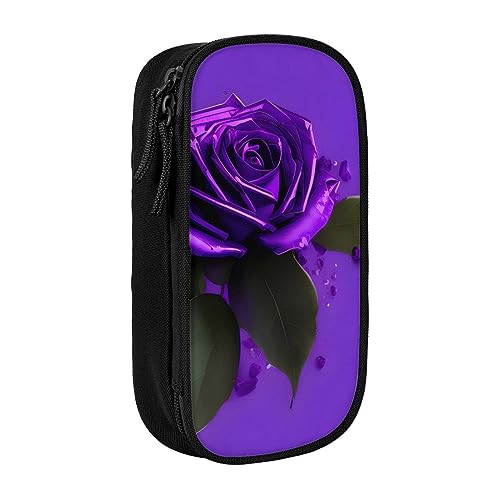 Oxford Cloth Pencil Case - Durable and Stylish Pen Case for School and Office Supplies Purple Rose Print, Schwarz , Einheitsgröße, Brustbeutel von OdDdot