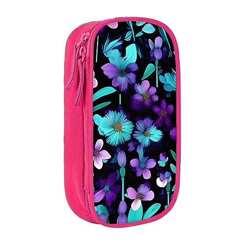 Oxford Cloth Pencil Case - Durable and Stylish Pen Case for School and Office Supplies Purple and Teal Flower, rose, Einheitsgröße, Brustbeutel von OdDdot