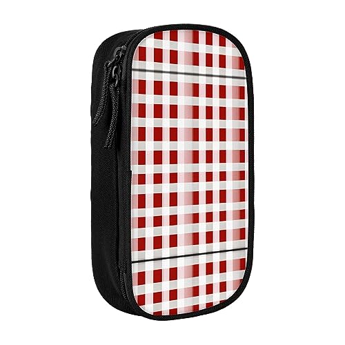 Oxford Cloth Pencil Case - Durable and Stylish Pen Case for School and Office Supplies Red Checkered White Squares, Schwarz , Einheitsgröße, Brustbeutel von OdDdot