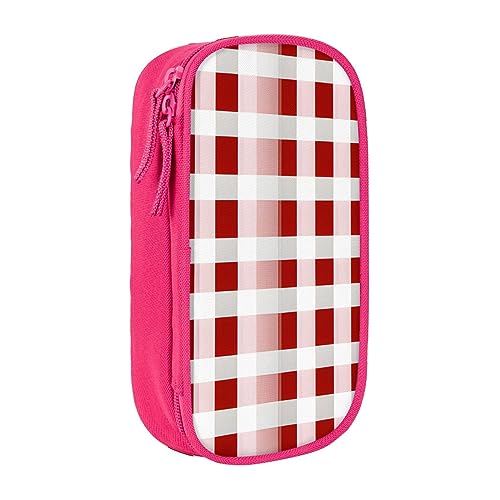 Oxford Cloth Pencil Case - Durable and Stylish Pen Case for School and Office Supplies Red Checkered White Squares, rose, Einheitsgröße, Brustbeutel von OdDdot