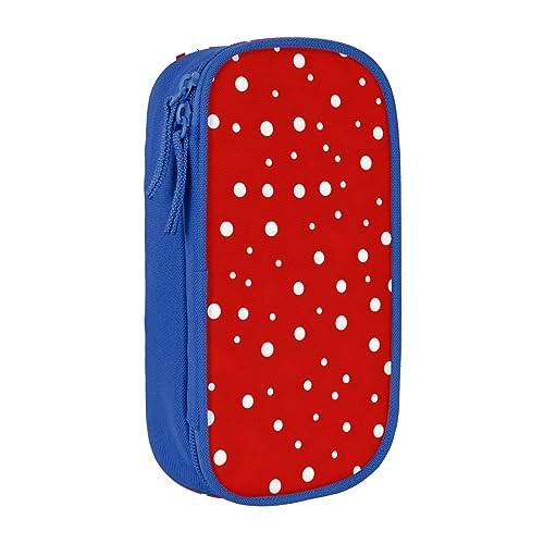 Oxford Cloth Pencil Case - Durable and Stylish Pen Case for School and Office Supplies Red and White Polka Dots, blau, Einheitsgröße, Brustbeutel von OdDdot