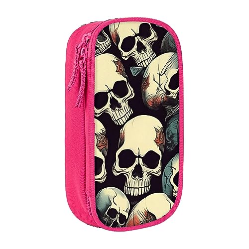 Oxford Cloth Pencil Case - Durable and Stylish Pen Case for School and Office Supplies Skull Skeleton, rose, Einheitsgröße, Brustbeutel von OdDdot