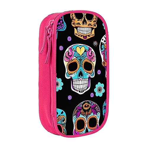 Oxford Cloth Pencil Case - Durable and Stylish Pen Case for School and Office Supplies Sugar Skull, rose, Einheitsgröße, Brustbeutel von OdDdot