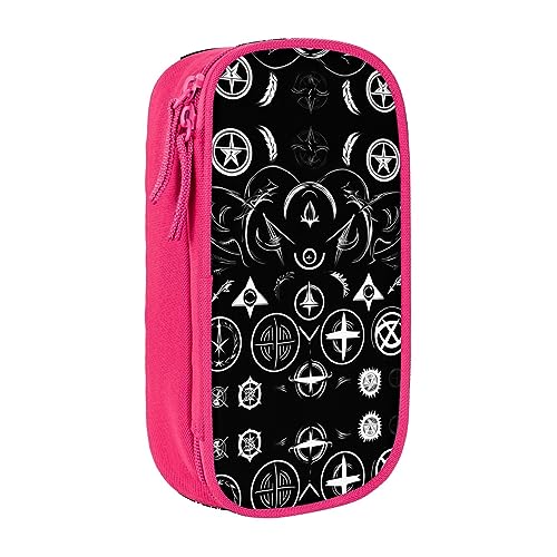 Oxford Cloth Pencil Case - Durable and Stylish Pen Case for School and Office Supplies Supernatural Symbols Black, rose, Einheitsgröße, Brustbeutel von OdDdot