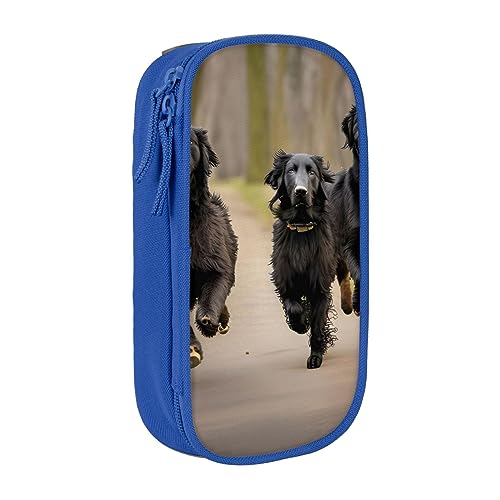 Oxford Cloth Pencil Case - Durable and Stylish Pen Case for School and Office Supplies Trotting Flat Coated Retrievers Paw, blau, Einheitsgröße, Brustbeutel von OdDdot