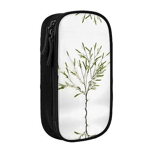 Oxford Cloth Pencil Case - Durable and Stylish Pen Case for School and Office Supplies White Natural Plant Green Twig, Schwarz , Einheitsgröße, Brustbeutel von OdDdot