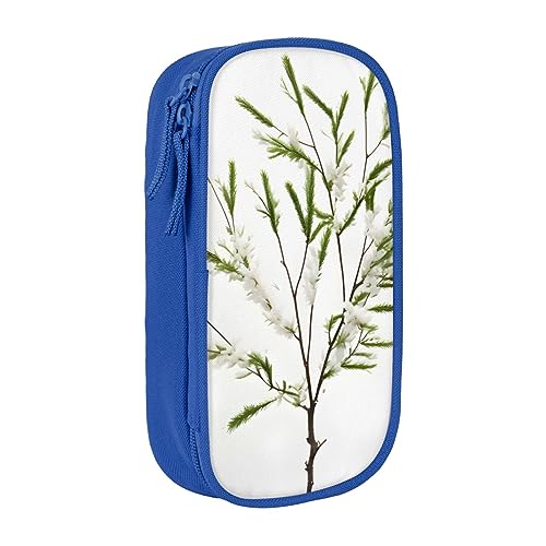 Oxford Cloth Pencil Case - Durable and Stylish Pen Case for School and Office Supplies White Natural Plant Green Twig, blau, Einheitsgröße, Brustbeutel von OdDdot