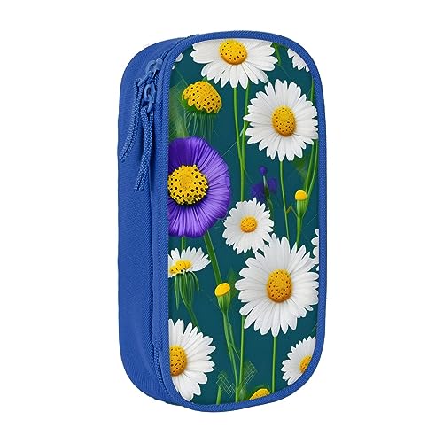 Oxford Cloth Pencil Case - Durable and Stylish Pen Case for School and Office Supplies Wild Flowers and Daisies, blau, Einheitsgröße, Brustbeutel von OdDdot