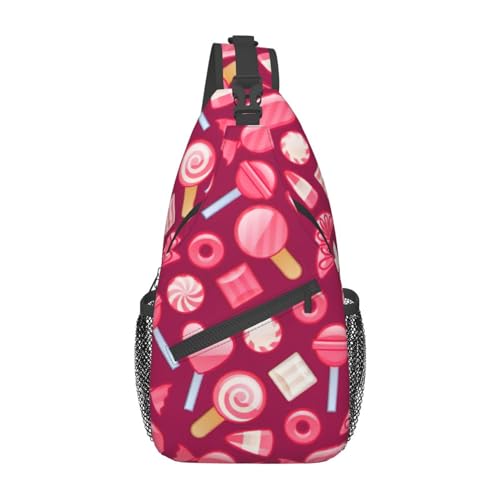 Pizza-Umhängetasche mit 3D-Druck, Umhängetasche, Schultertasche für Damen, Reisen, Wandern, Brusttasche, Tagesrucksack, Pink Candy, Einheitsgröße von OdDdot