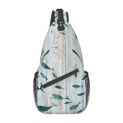 Umhängetasche mit Eiffelturm-Aufdruck, Schultertasche, für Damen, Reisen, Wandern, Brusttasche, Tagesrucksack, Abstrakter Fischschweif, Einheitsgröße von OdDdot