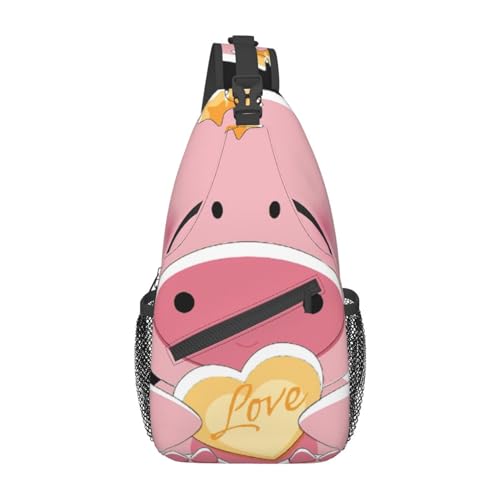 Umhängetasche mit Elchbär-Motiv und Hirschaufdruck, für Damen, Reisen, Wandern, Brusttasche, Tagesrucksack, Lovely Pig, Einheitsgröße von OdDdot