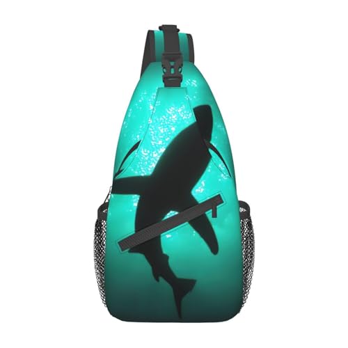 OdDdot Umhängetasche mit Leuchtturm-Aufdruck am Meer, Schultertasche, für Damen, Reisen, Wandern, Brusttasche, Tagesrucksack, Delphin Undersea Black Whales, Einheitsgröße von OdDdot