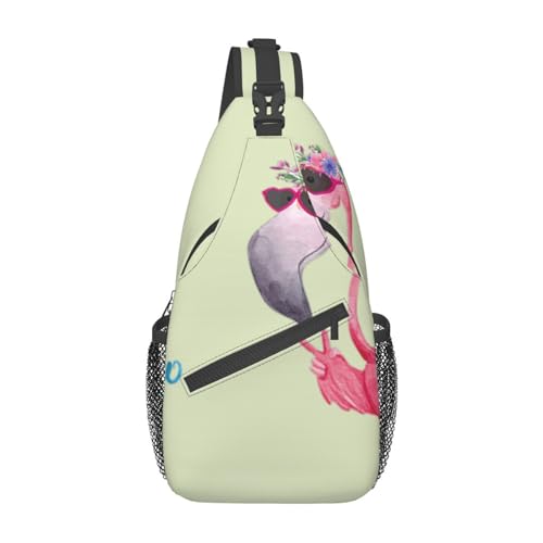 Umhängetasche mit Meerwasser-Aufdruck, Schultertasche, für Damen, Reisen, Wandern, Brusttasche, Tagesrucksack, Hello Glasses Flamingo, Einheitsgröße von OdDdot