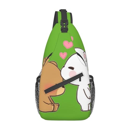 Umhängetasche mit Meerwasser-Aufdruck, Schultertasche, für Damen, Reisen, Wandern, Brusttasche, Tagesrucksack, White Bear Brown Bear, Einheitsgröße von OdDdot