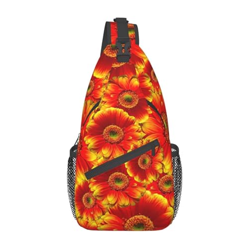 Umhängetasche mit orangefarbenem Sonnenblumen-Druck, Umhängetasche, Schultertasche für Damen, Reisen, Wandern, Brusttasche, Tagesrucksack, Orange Sonnenblume, Einheitsgröße von OdDdot