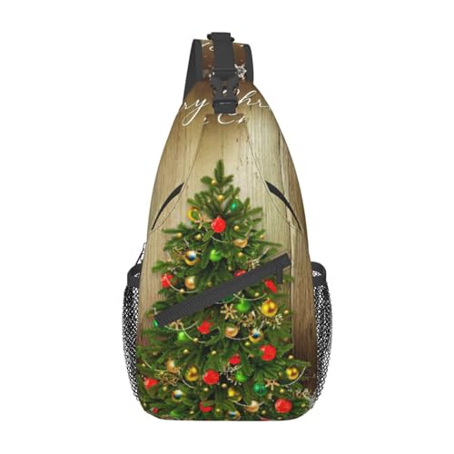 Umhängetasche mit rotem Weihnachtsbaum-Aufdruck, Umhängetasche, Schultertasche, für Damen, Reisen, Wandern, Brusttasche, Tagesrucksack, Weihnachtsbaumschmuck, Rot, Einheitsgröße von OdDdot