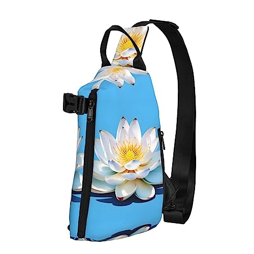 Wasserdichte Polyester-Gürteltasche, langlebig und leicht, Crossbody-Schultertasche für Damen, ideal für Reisen, Bierschaum, Asiatische Lotu Muster, Einheitsgröße von OdDdot