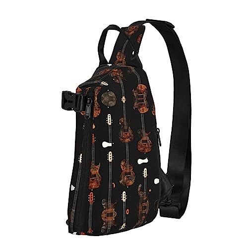 Wasserdichte Polyester-Gürteltasche, langlebig und leicht, Crossbody-Schultertasche für Damen, ideal für Reisen, Bierschaum, Kunstdruck mit Gitarren-Muster, Einheitsgröße von OdDdot