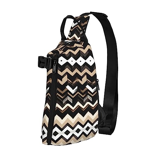 Wasserdichte Polyester-Gürteltasche, langlebig und leicht, Crossbody-Schultertasche für Damen, ideal für Reisen, Cartoon-Waschbär, Schwarz Weiß Tan Zickzack, Einheitsgröße von OdDdot