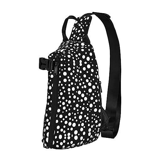 Wasserdichte Polyester-Gürteltasche, langlebig und leicht, Crossbody-Schultertasche für Damen, ideal für Reisen, Cartoon-Waschbär, Weiß & Schwarz Big Dot, Einheitsgröße von OdDdot