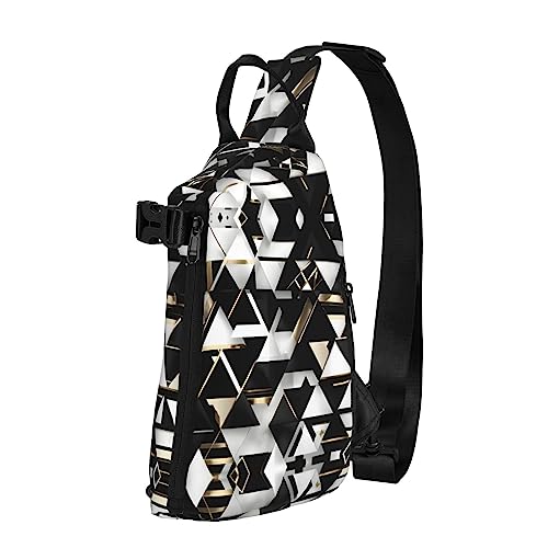 Wasserdichte Polyester-Gürteltasche, langlebig und leicht, Crossbody-Schultertasche für Damen, ideal für Reisen, Feuerwehrmann, Feuerwehrmann, Mode Modern Schwarz Weiß Gold Dreieck, Einheitsgröße von OdDdot