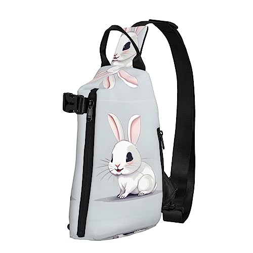 Wasserdichte Polyester-Gürteltasche, langlebig und leicht, Crossbody-Schultertasche für Damen, ideal für Reisen, Feuerwehrmann, Feuerwehrmann, Niedliches weißes Kaninchen, Einheitsgröße von OdDdot