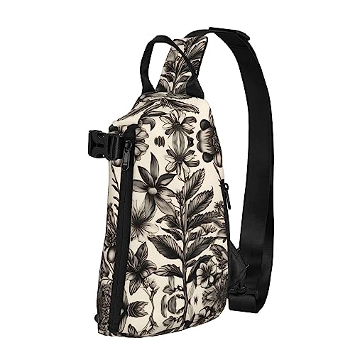 Wasserdichte Polyester-Gürteltasche, langlebig und leicht, Crossbody-Schultertasche für Damen, ideal für Reisen, Golfplatz, Blumige Kräuter Botanisches Muster, Einheitsgröße von OdDdot