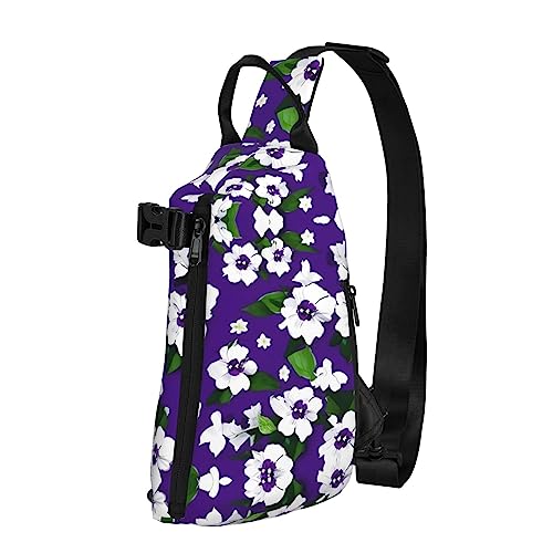 Wasserdichte Polyester-Gürteltasche, langlebig und leicht, Crossbody-Schultertasche für Damen, ideal für Reisen, Muschel, Seestern, Lila / Weiß mit Blumenmuster, Einheitsgröße von OdDdot