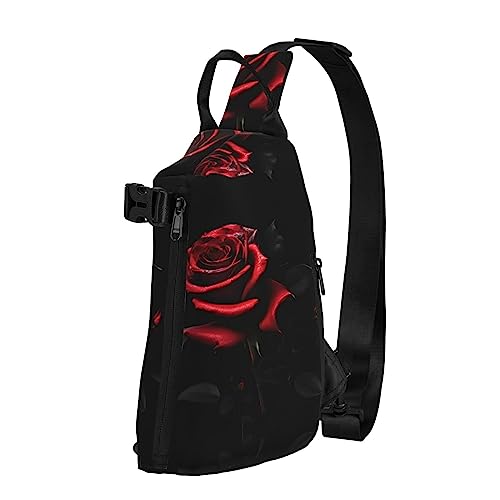 Wasserdichte Polyester-Gürteltasche, langlebig und leicht, Crossbody-Schultertasche für Damen, ideal für Reisen, Rot und Rosen, Rot und Rosen, Einheitsgröße von OdDdot