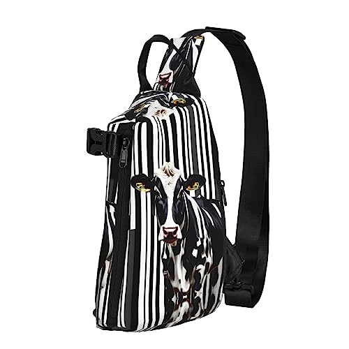 Wasserdichte Polyester-Gürteltasche, langlebig und leicht, Crossbody-Schultertasche für Damen, ideal für Reisen, Schwarz / Weiß / Milchkuh, Schwarz Weiß Milch Kuh, Einheitsgröße von OdDdot